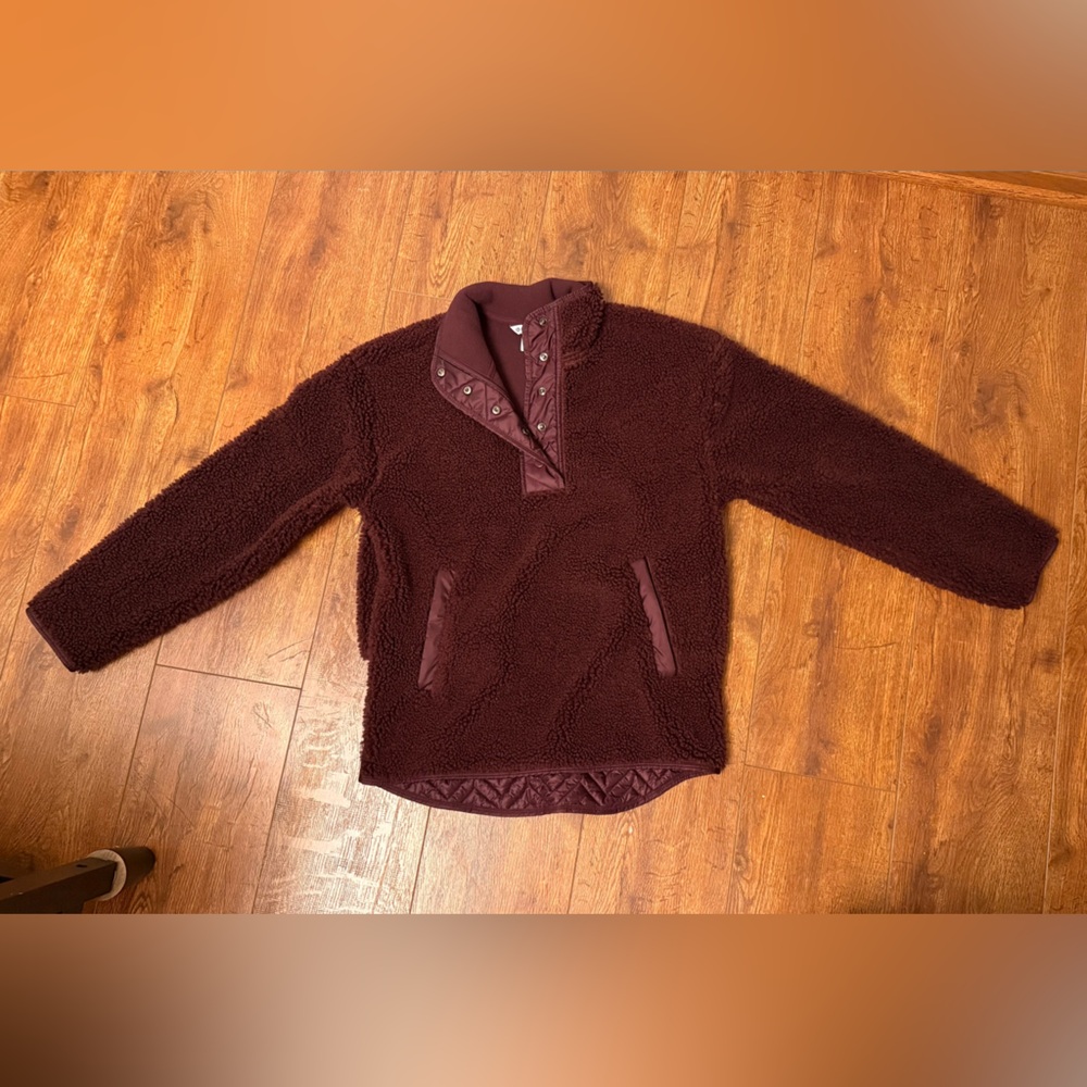 Athleta Maroon Fleece Cowl Sweater